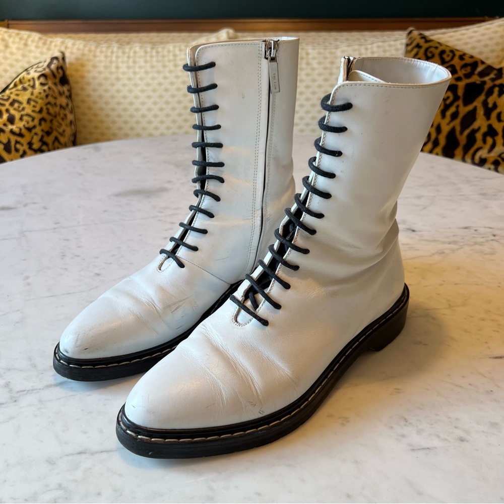 The Row Fara White Combat Boots 37.5